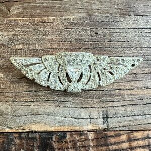 Vintage Art Deco Style Brooch Clear Stones